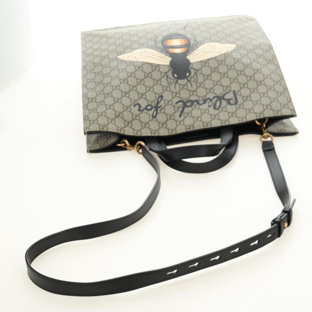 GUCCI GG Supreme Tote Bag PVC 2way Beige Gold 450950 Auth 187728M