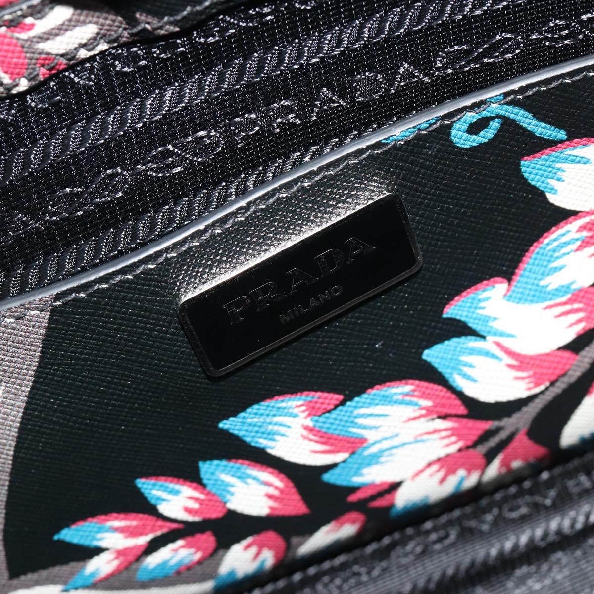 PRADA Hand Bag Saffiano leather 2way Black Silver Auth 187729A