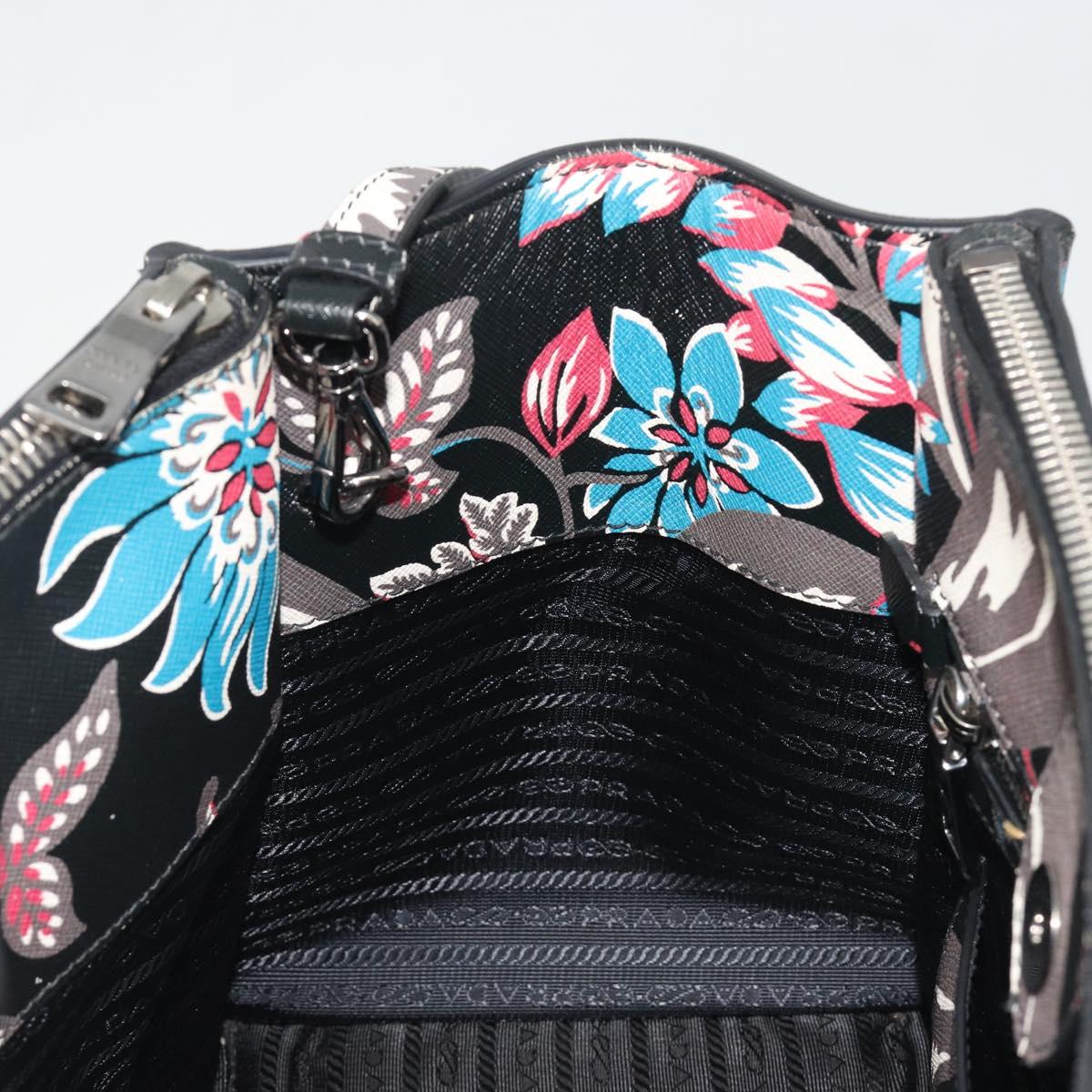 PRADA Hand Bag Saffiano leather 2way Black Silver Auth 187729A