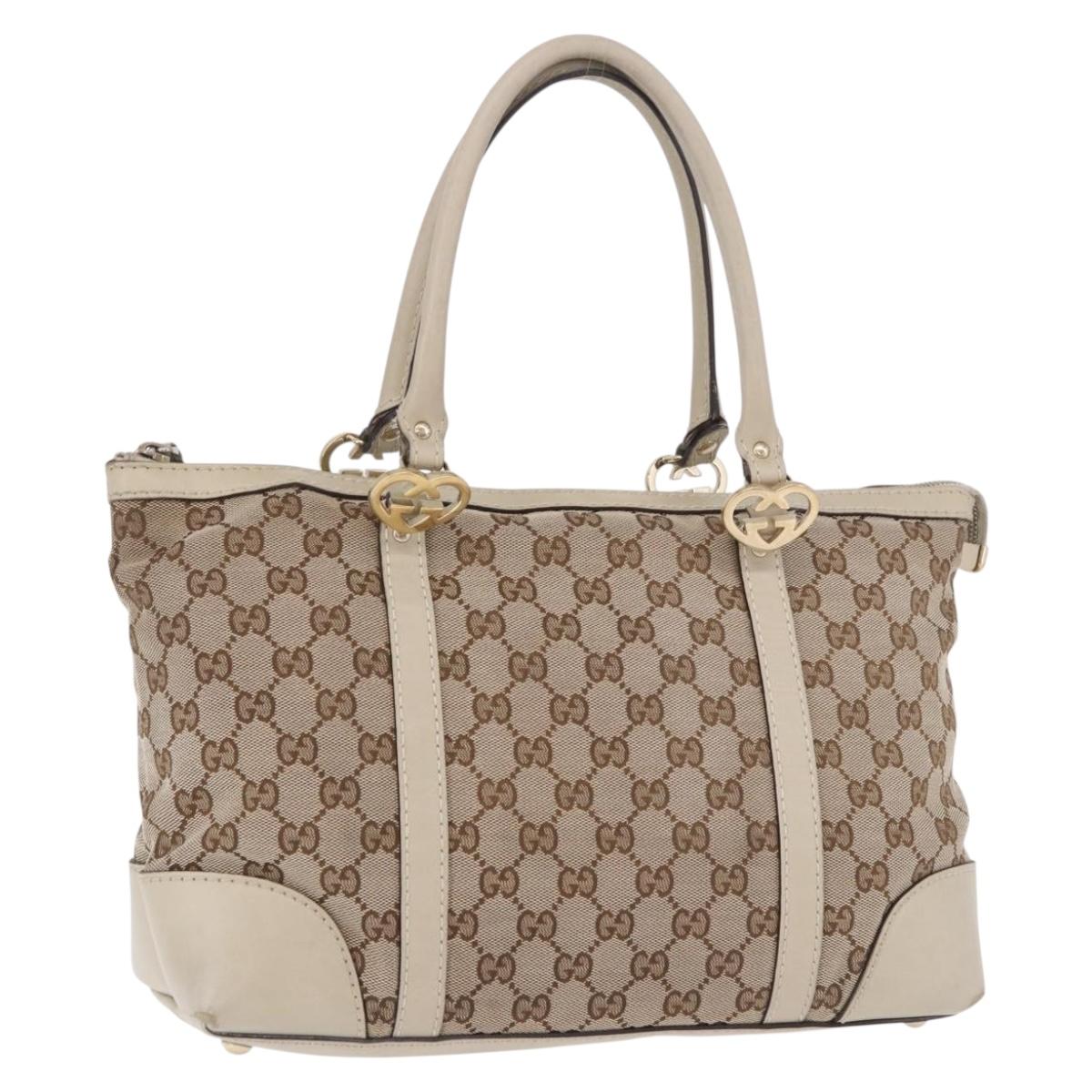 GUCCI GG Canvas Tote Bag Beige Gold 257069 Auth 187734
