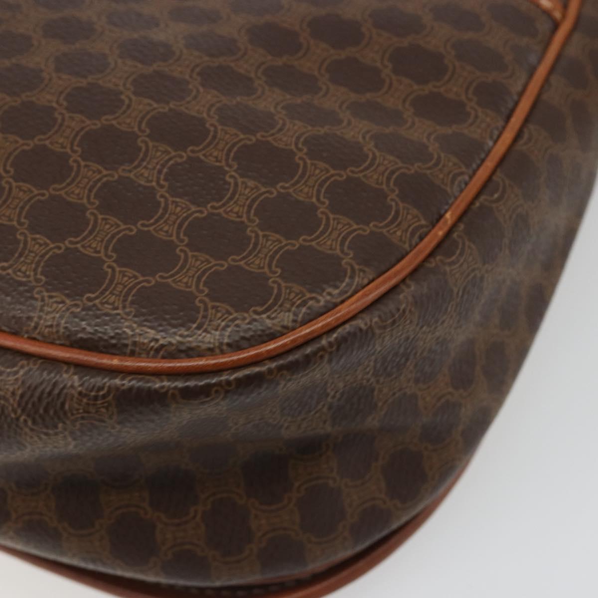 CELINE Macadam Canvas Shoulder Bag PVC Leather Brown Gold Auth 187736