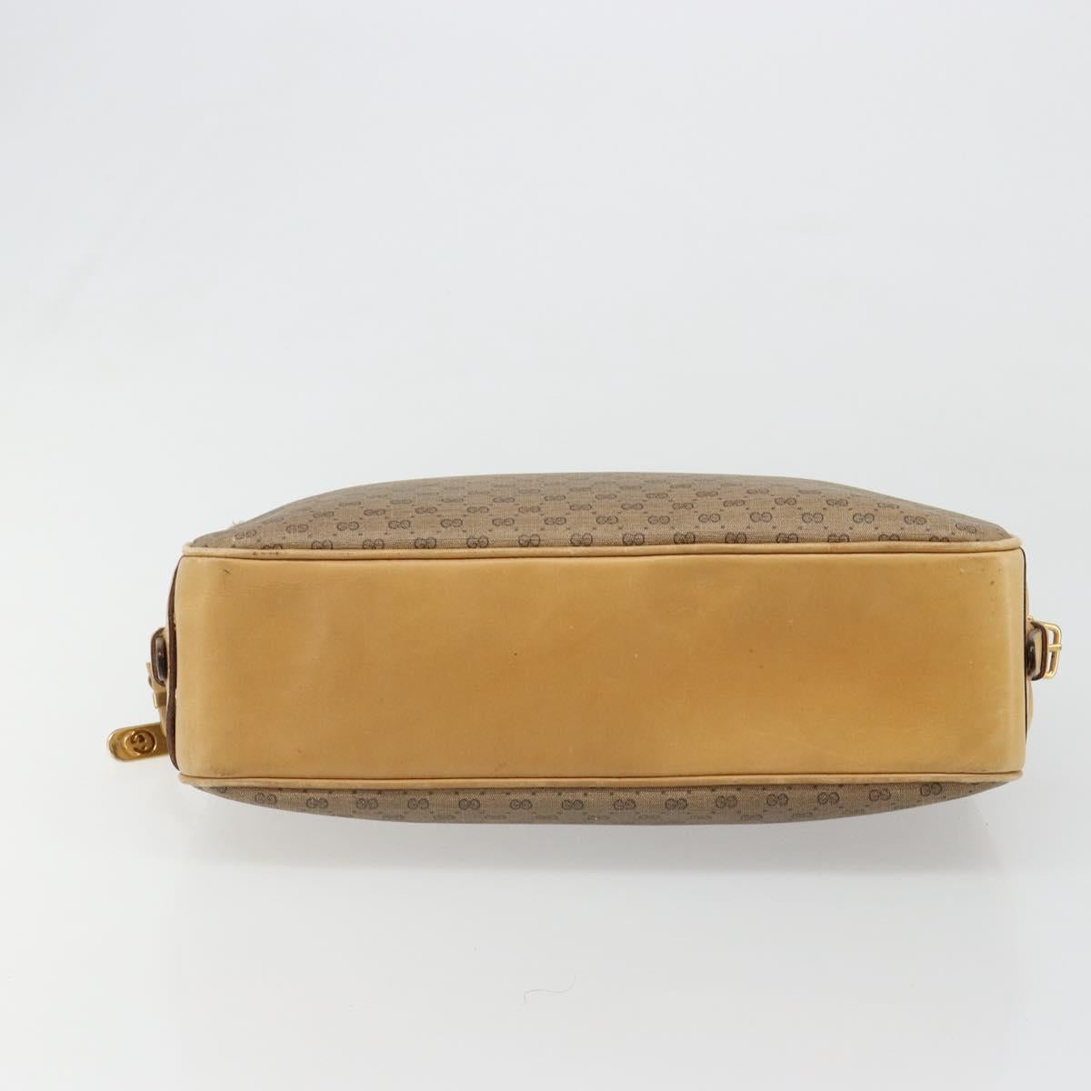 GUCCI Micro GG Supreme Hand Bag PVC Beige Gold Auth 187737