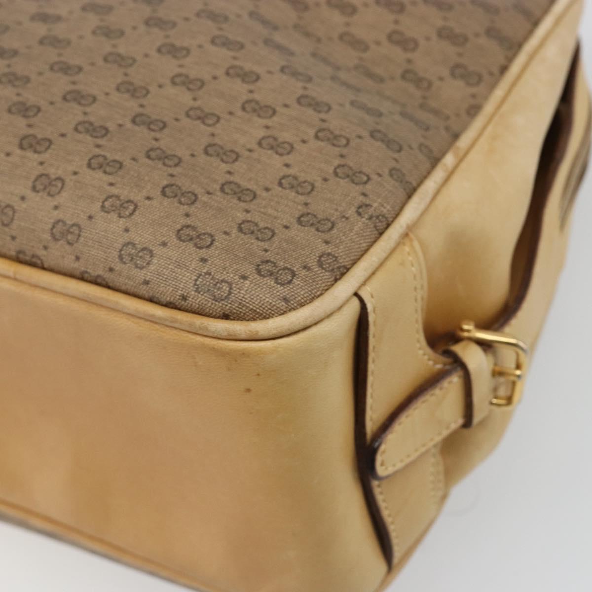 GUCCI Micro GG Supreme Hand Bag PVC Beige Gold Auth 187737