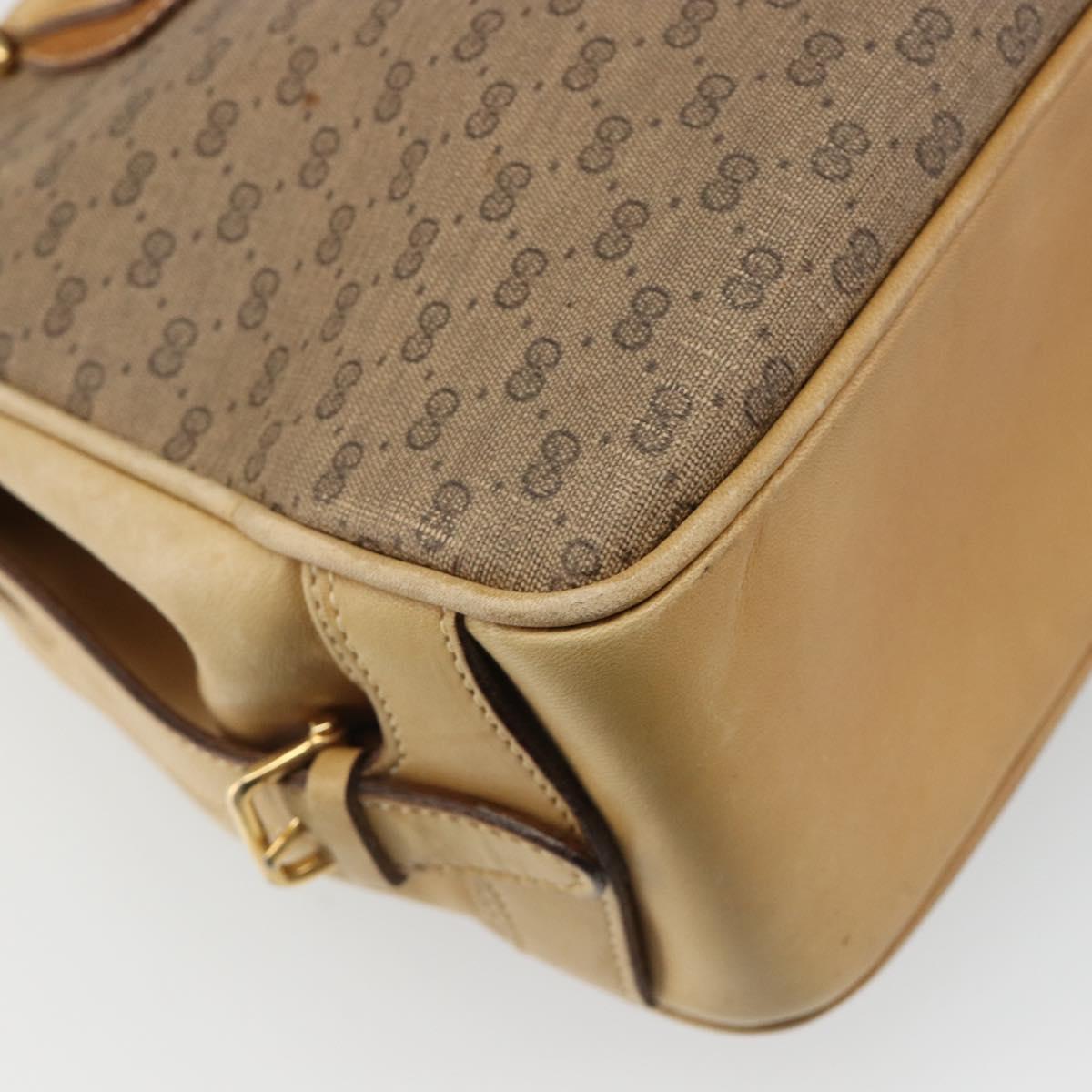 GUCCI Micro GG Supreme Hand Bag PVC Beige Gold Auth 187737