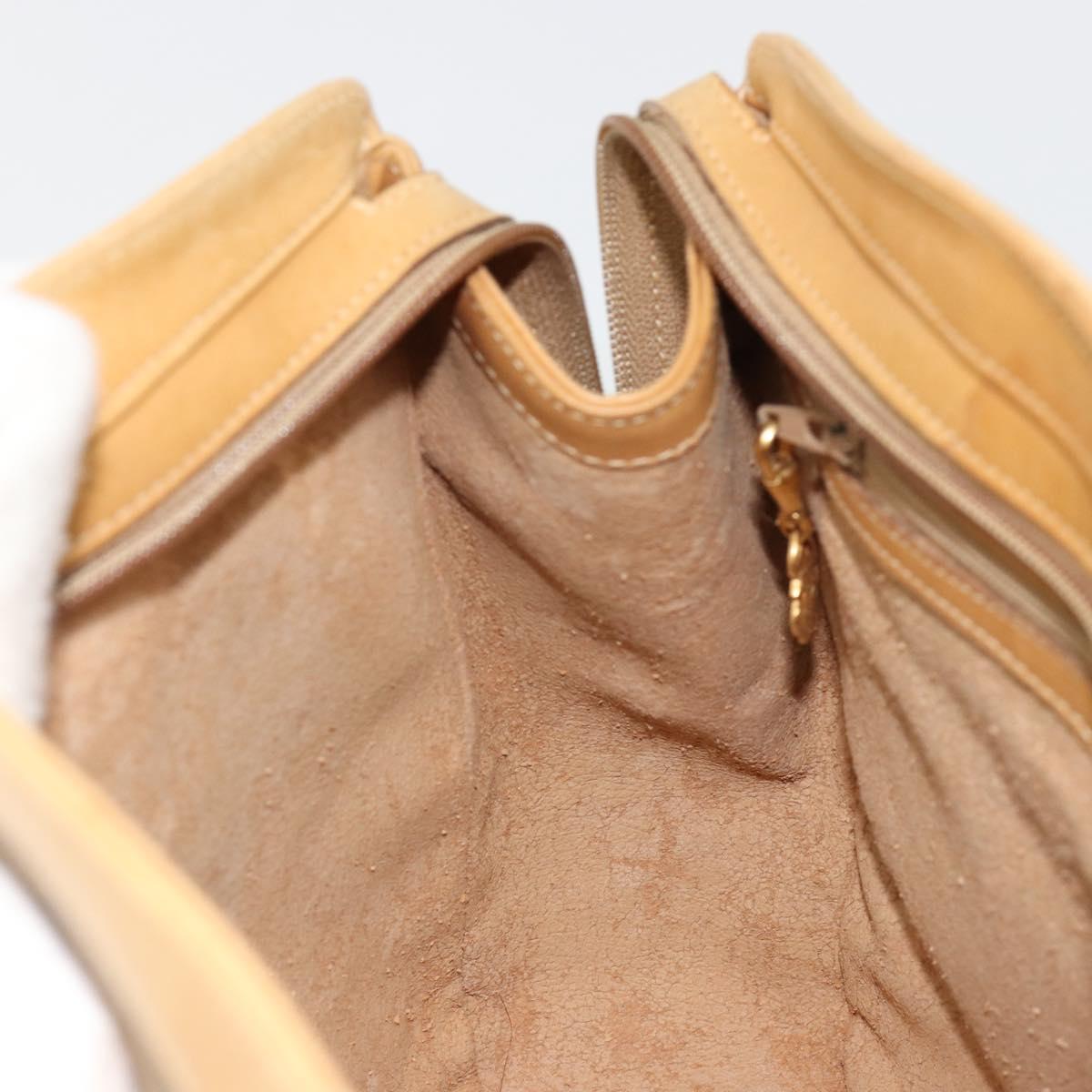 GUCCI Micro GG Supreme Hand Bag PVC Beige Gold Auth 187737