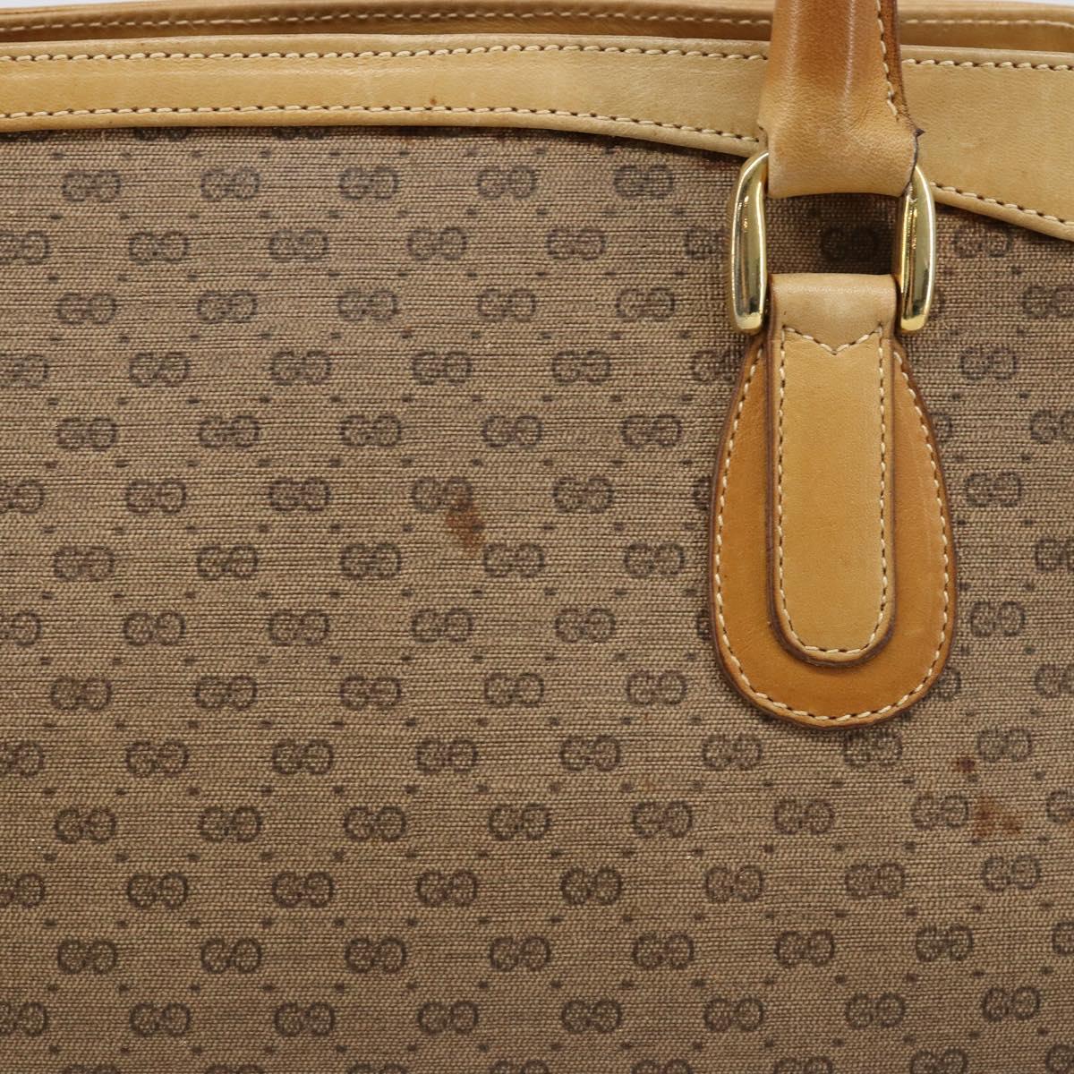 GUCCI Micro GG Supreme Hand Bag PVC Beige Gold Auth 187737