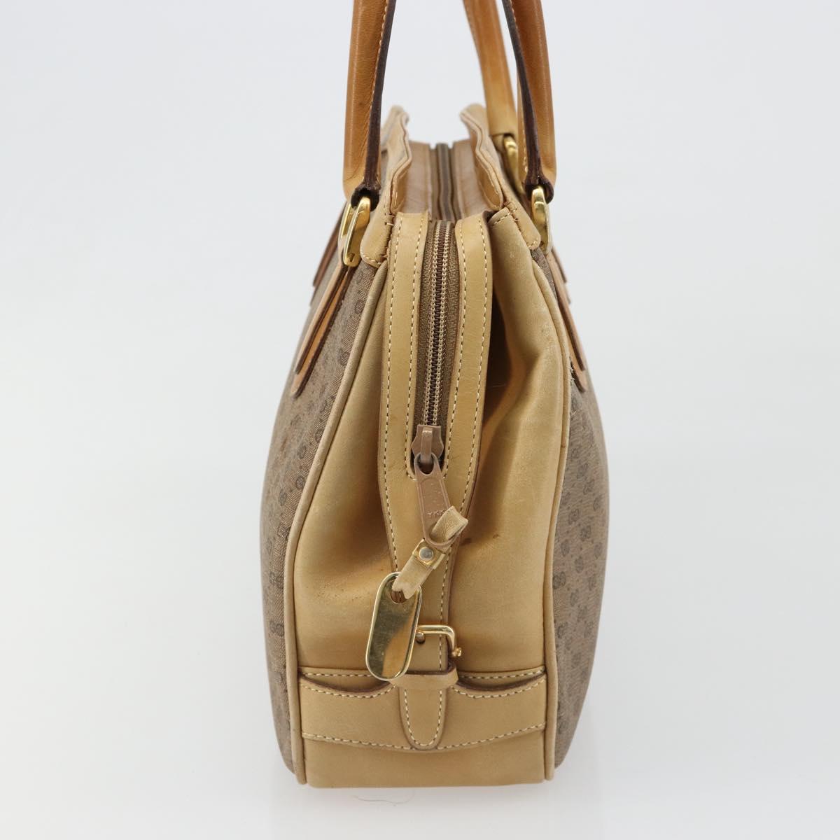 GUCCI Micro GG Supreme Hand Bag PVC Beige Gold Auth 187737