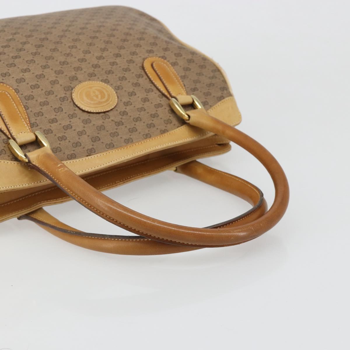 GUCCI Micro GG Supreme Hand Bag PVC Beige Gold Auth 187737