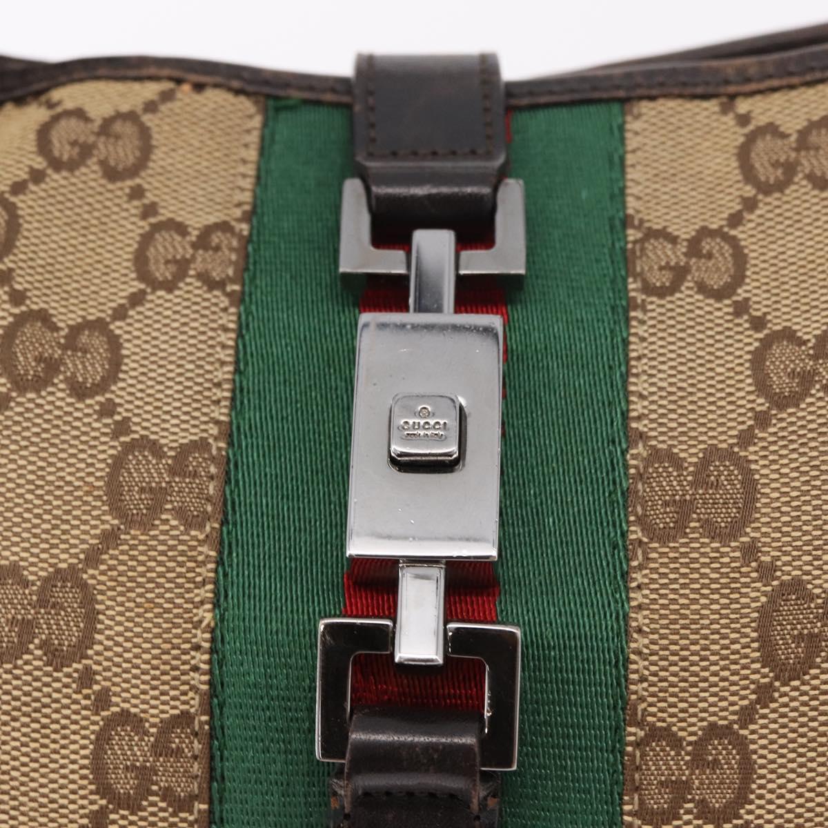 GUCCI GG Canvas Jackie Web Sherry Line Bag Beige Red 001 3306 3444 Auth 187739