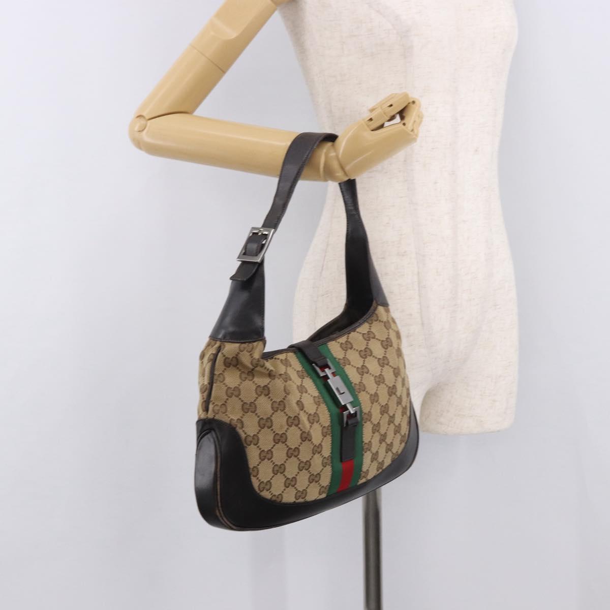 GUCCI GG Canvas Jackie Web Sherry Line Bag Beige Red 001 3306 3444 Auth 187739
