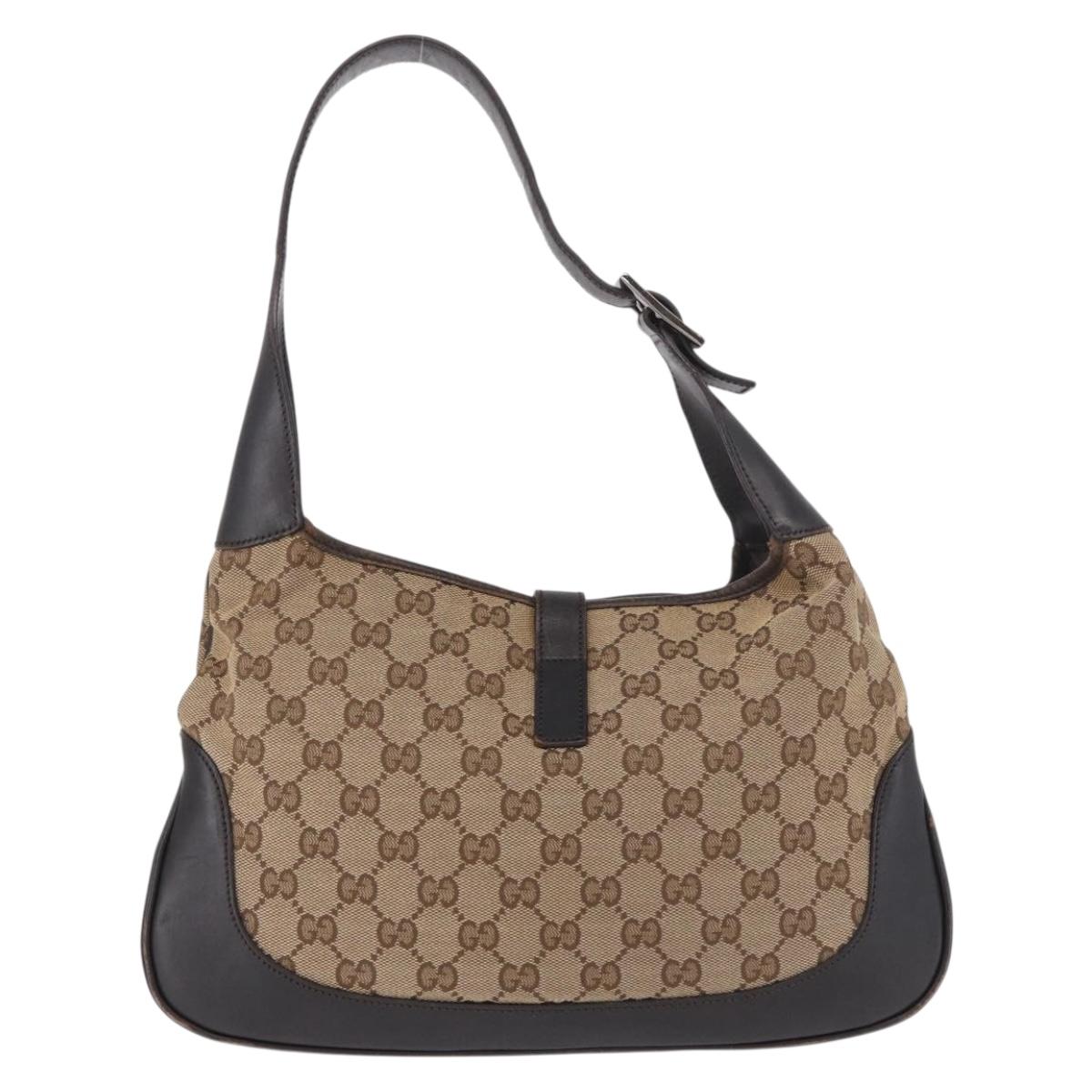GUCCI GG Canvas Jackie Web Sherry Line Bag Beige Red 001 3306 3444 Auth 187739