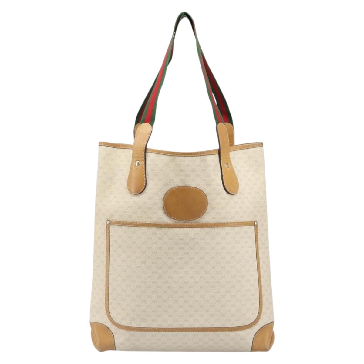 GUCCI GG Supreme Web Sherry Line Tote Bag PVC White Red 002 904 0223 Auth 187740
