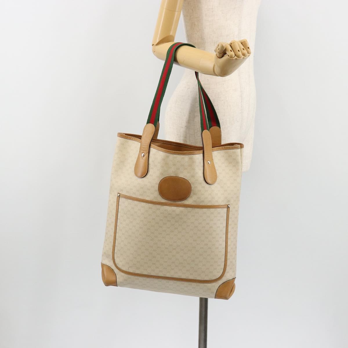 GUCCI GG Supreme Web Sherry Line Tote Bag PVC White Red 002 904 0223 Auth 187740