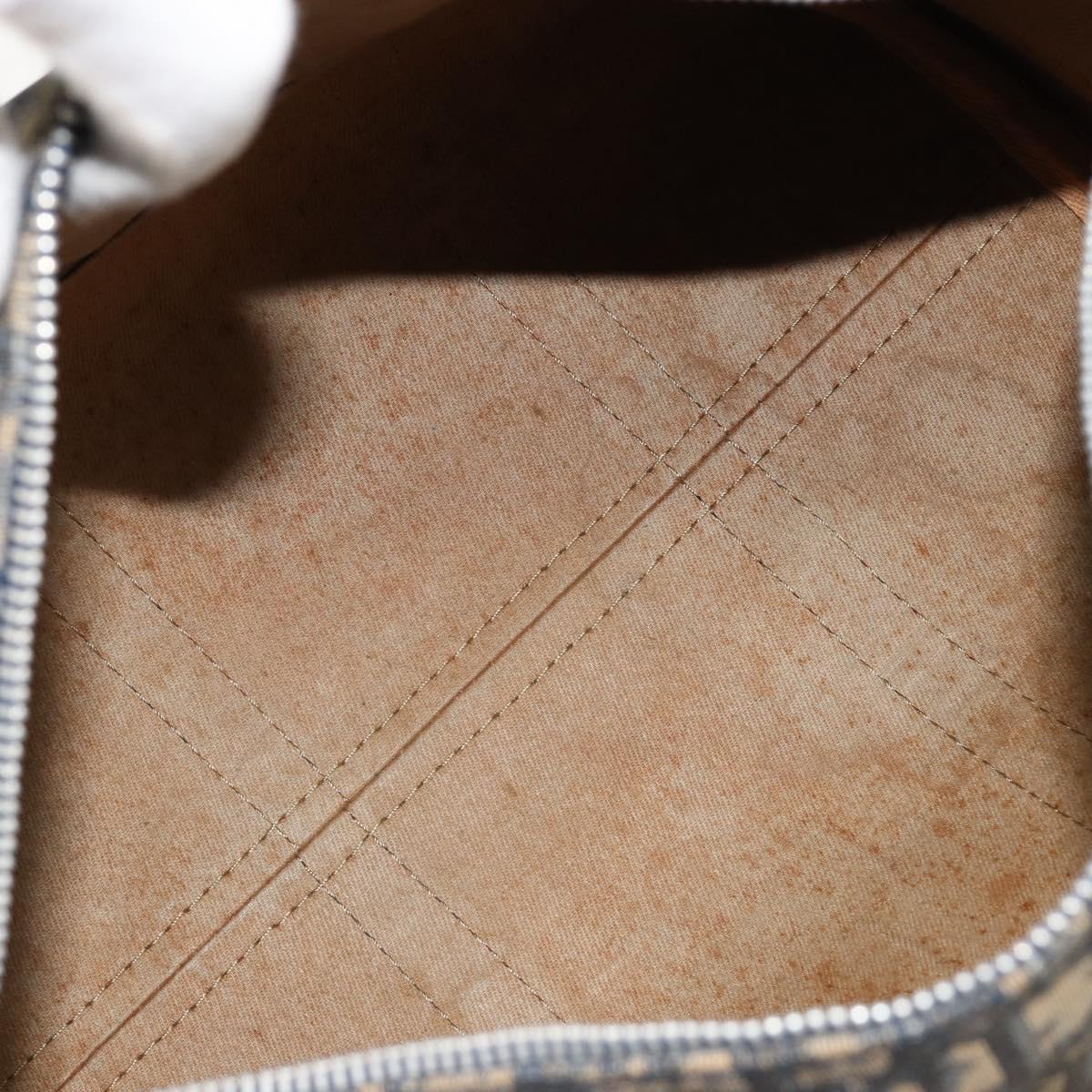 Christian Dior Trotter Canvas Hand Bag Navy Silver Auth 187741