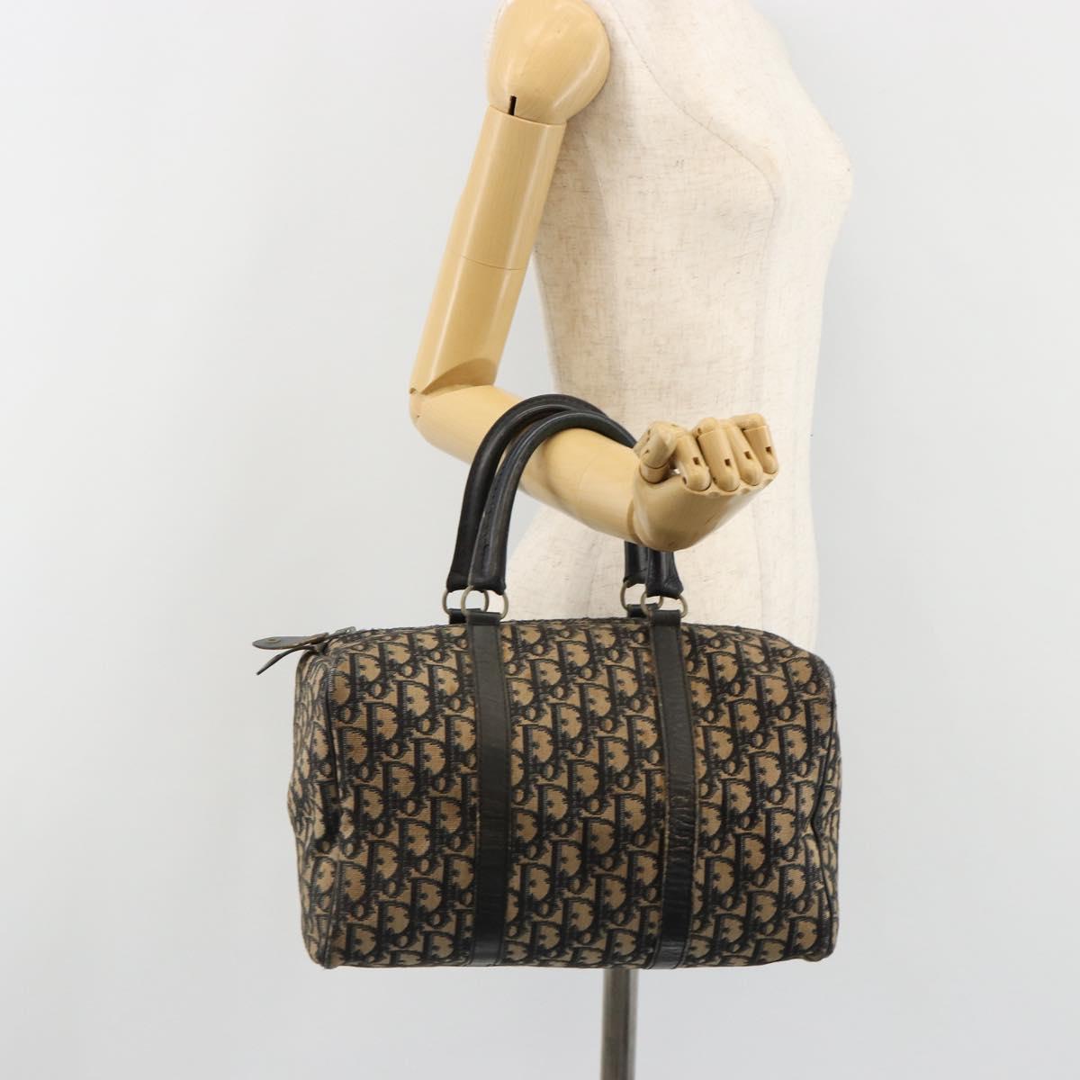 Christian Dior Trotter Canvas Hand Bag Navy Silver Auth 187741