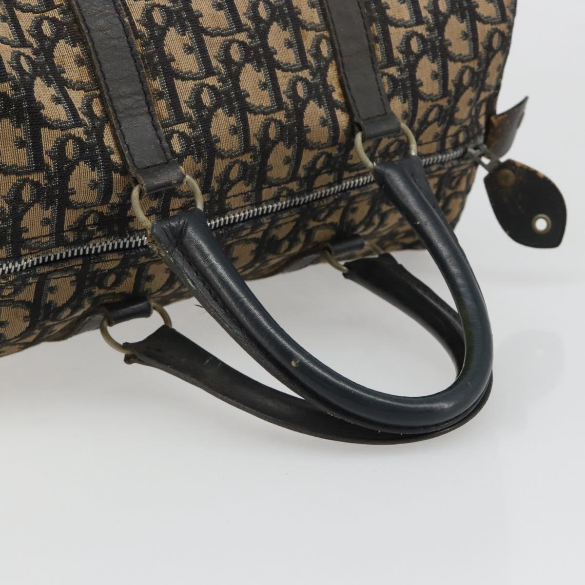Christian Dior Trotter Canvas Hand Bag Navy Silver Auth 187741