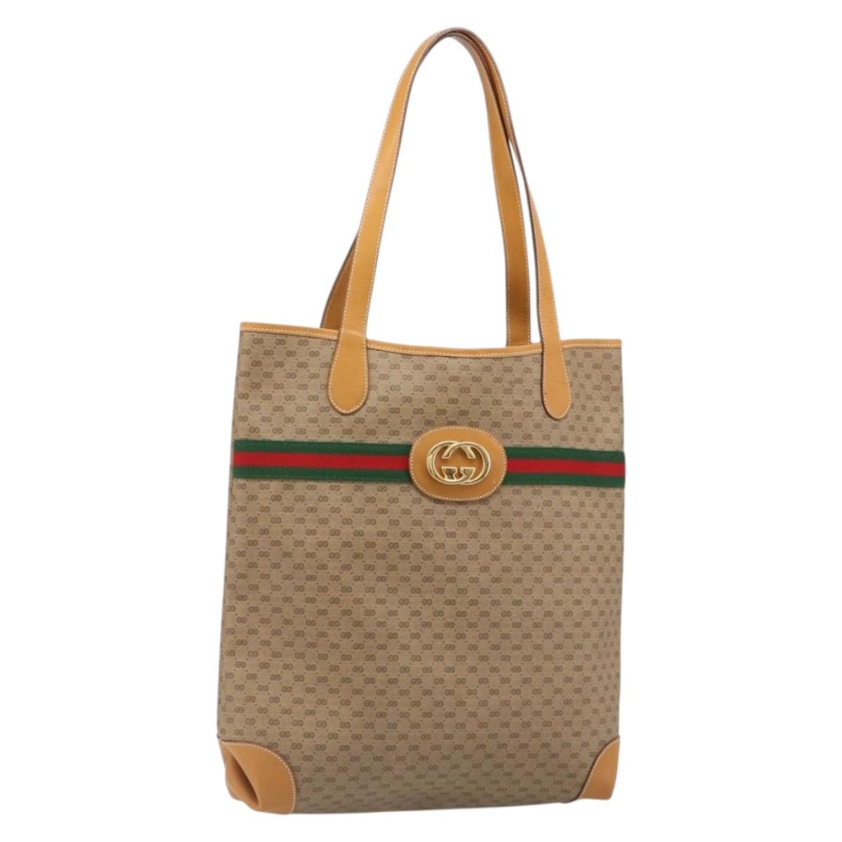 GUCCI Micro GG Supreme Web Sherry Line Bag PVC Beige 002 123 0131 Auth 187742A