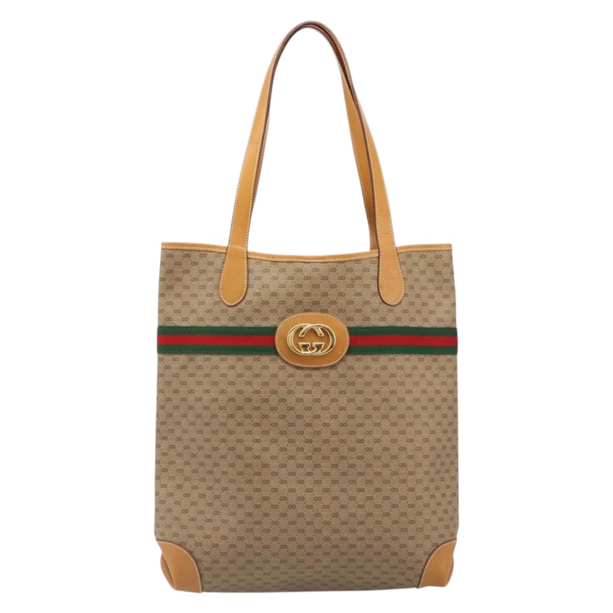 GUCCI Micro GG Supreme Web Sherry Line Bag PVC Beige 002 123 0131 Auth 187742A