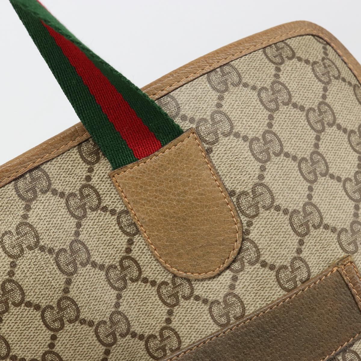 GUCCI GG Supreme Web Sherry Line Tote Bag PVC Beige Red 89 02 997 Auth 187743