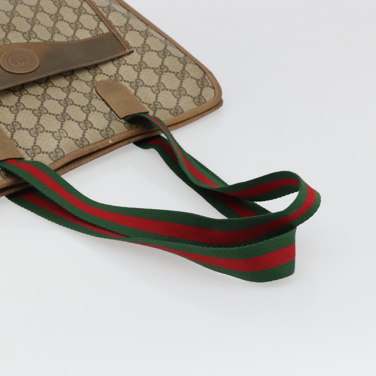 GUCCI GG Supreme Web Sherry Line Tote Bag PVC Beige Red 89 02 997 Auth 187743