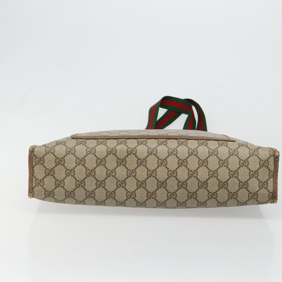 GUCCI GG Supreme Web Sherry Line Tote Bag PVC Beige Red 89 02 997 Auth 187743