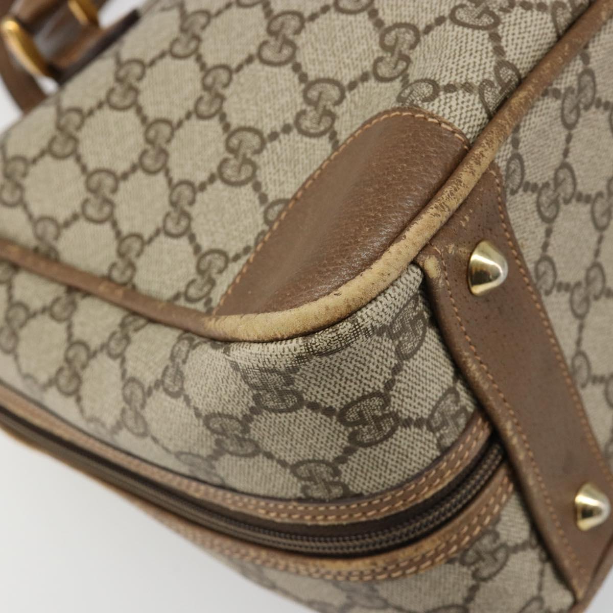 GUCCI GG Supreme Hand Bag PVC Beige Gold Auth 187745