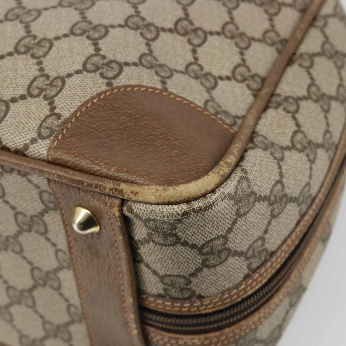 GUCCI GG Supreme Hand Bag PVC Beige Gold Auth 187745