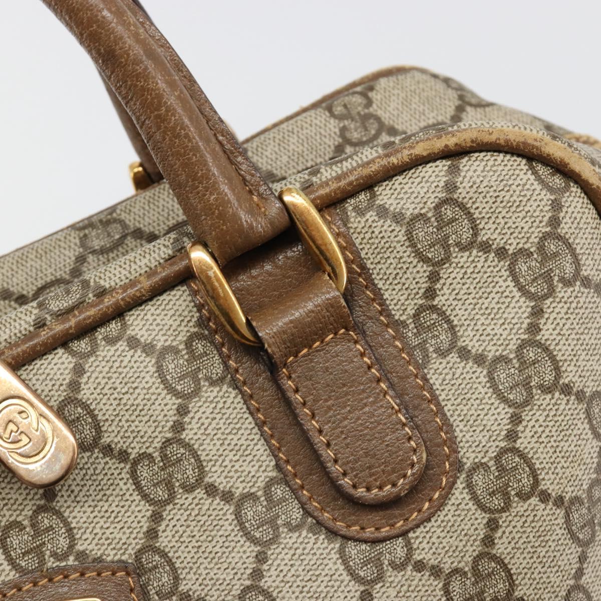 GUCCI GG Supreme Hand Bag PVC Beige Gold Auth 187745