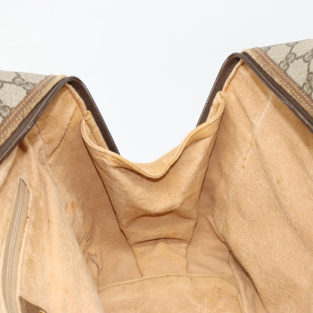 GUCCI GG Supreme Hand Bag PVC Beige Gold Auth 187745
