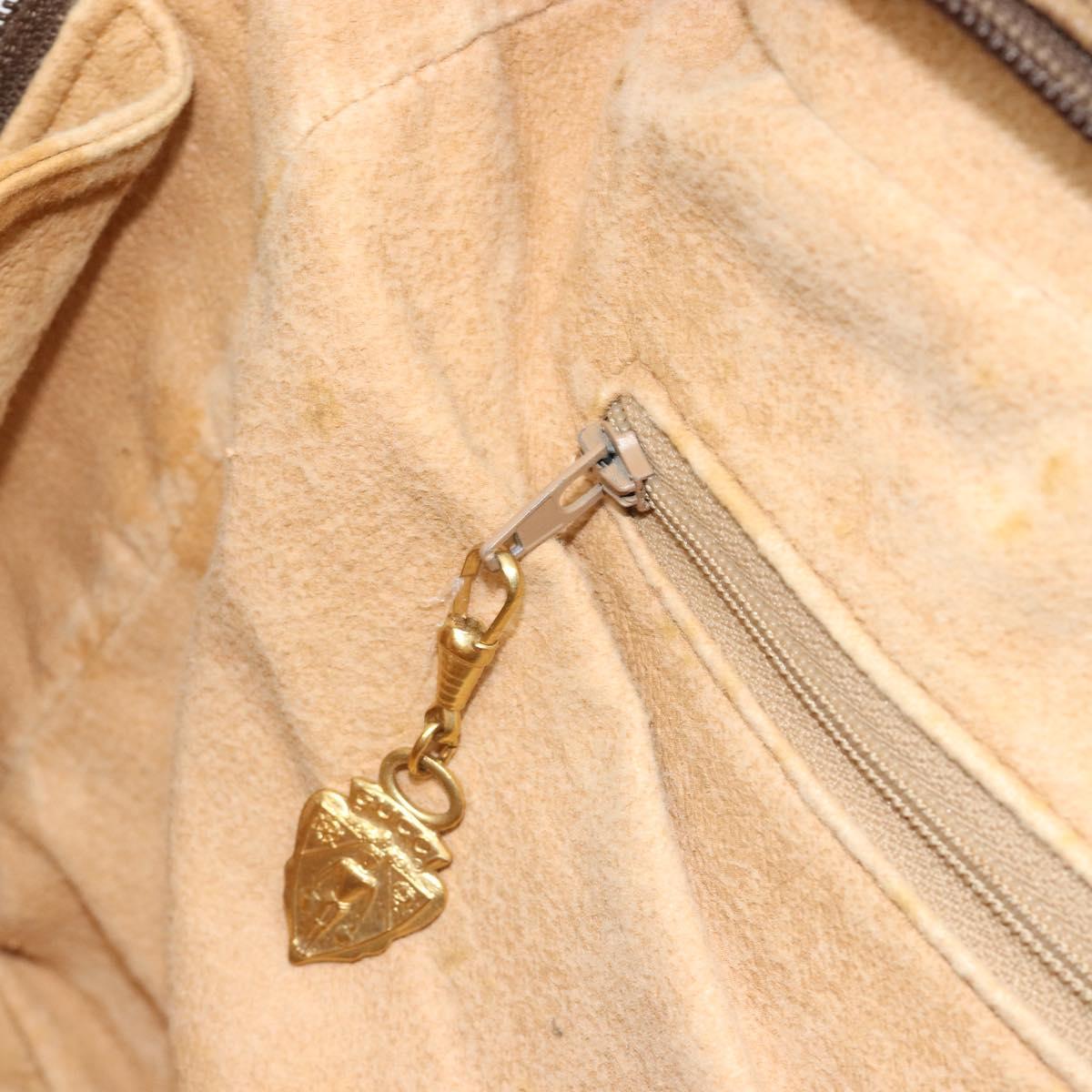 GUCCI GG Supreme Hand Bag PVC Beige Gold Auth 187745