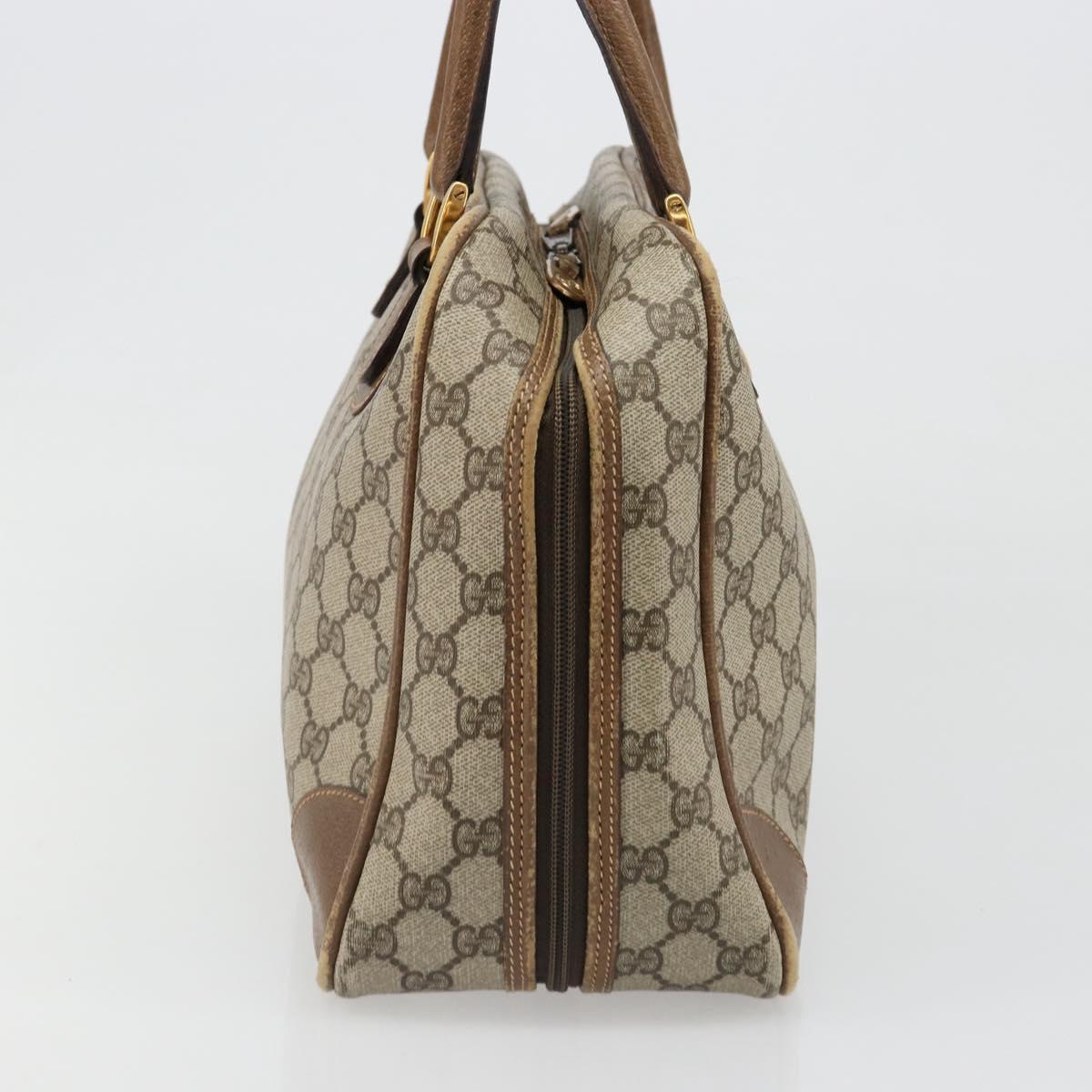 GUCCI GG Supreme Hand Bag PVC Beige Gold Auth 187745