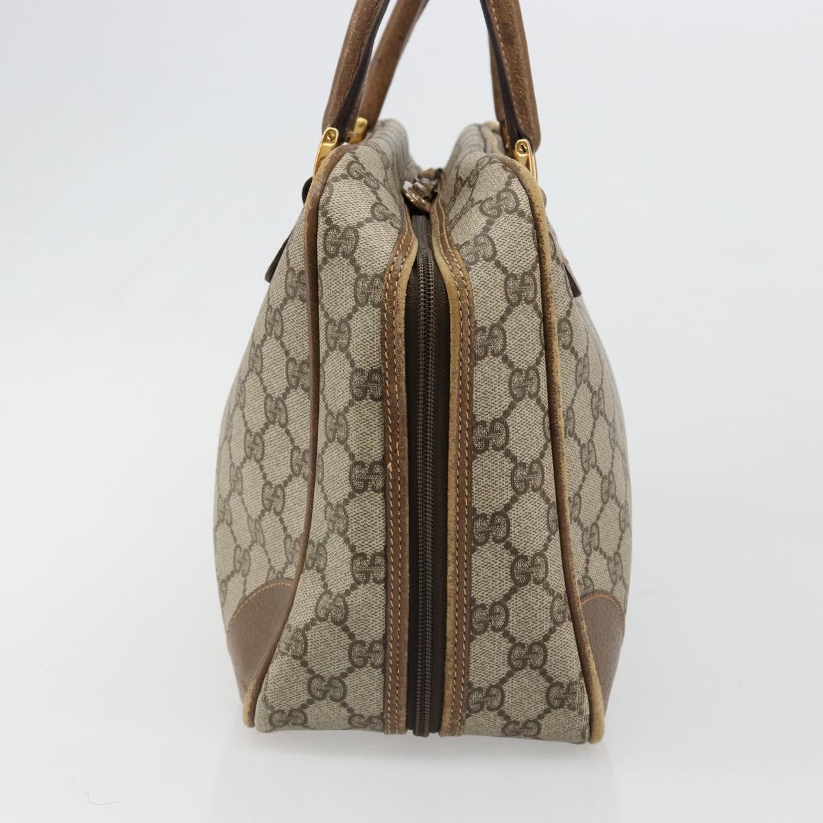GUCCI GG Supreme Hand Bag PVC Beige Gold Auth 187745