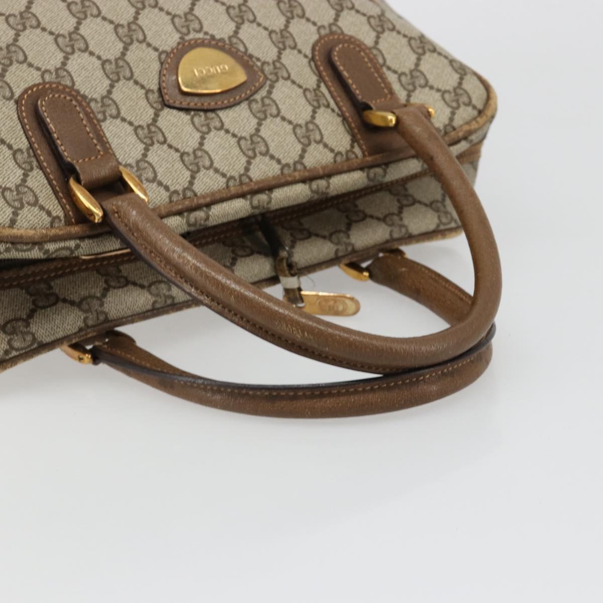 GUCCI GG Supreme Hand Bag PVC Beige Gold Auth 187745