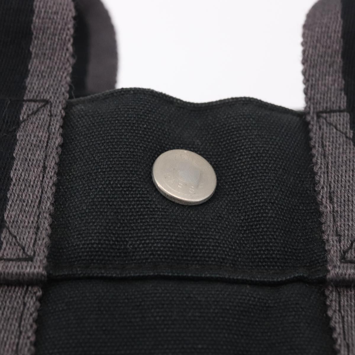 HERMES Fourre Tout PM Hand Bag cotton Black Silver Auth 187747A
