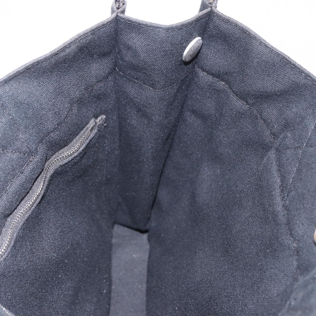 HERMES Fourre Tout PM Hand Bag cotton Black Silver Auth 187747A