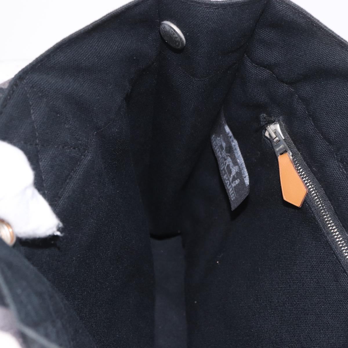 HERMES Fourre Tout PM Hand Bag cotton Black Silver Auth 187747A