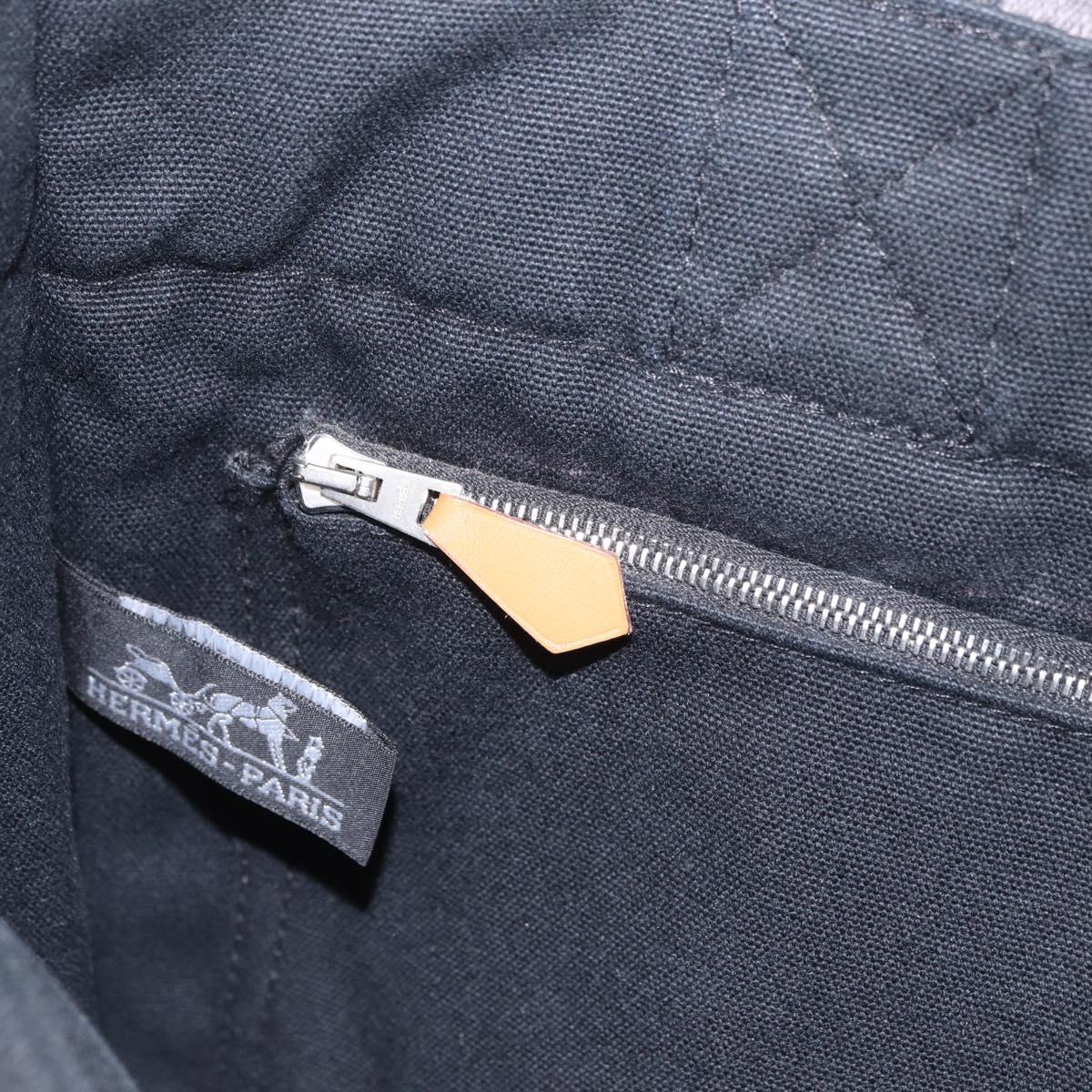 HERMES Fourre Tout PM Hand Bag cotton Black Silver Auth 187747A
