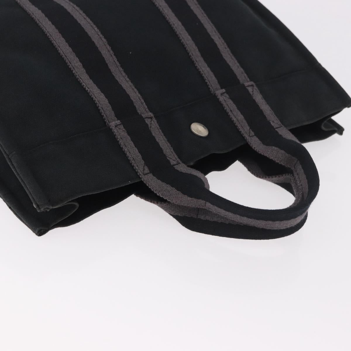 HERMES Fourre Tout PM Hand Bag cotton Black Silver Auth 187747A