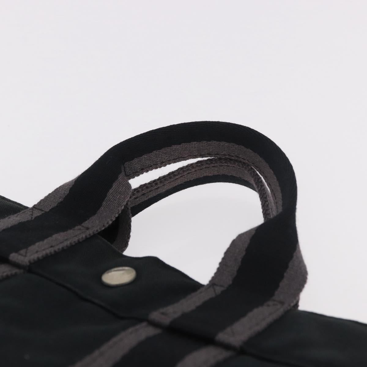 HERMES Fourre Tout PM Hand Bag cotton Black Silver Auth 187747A