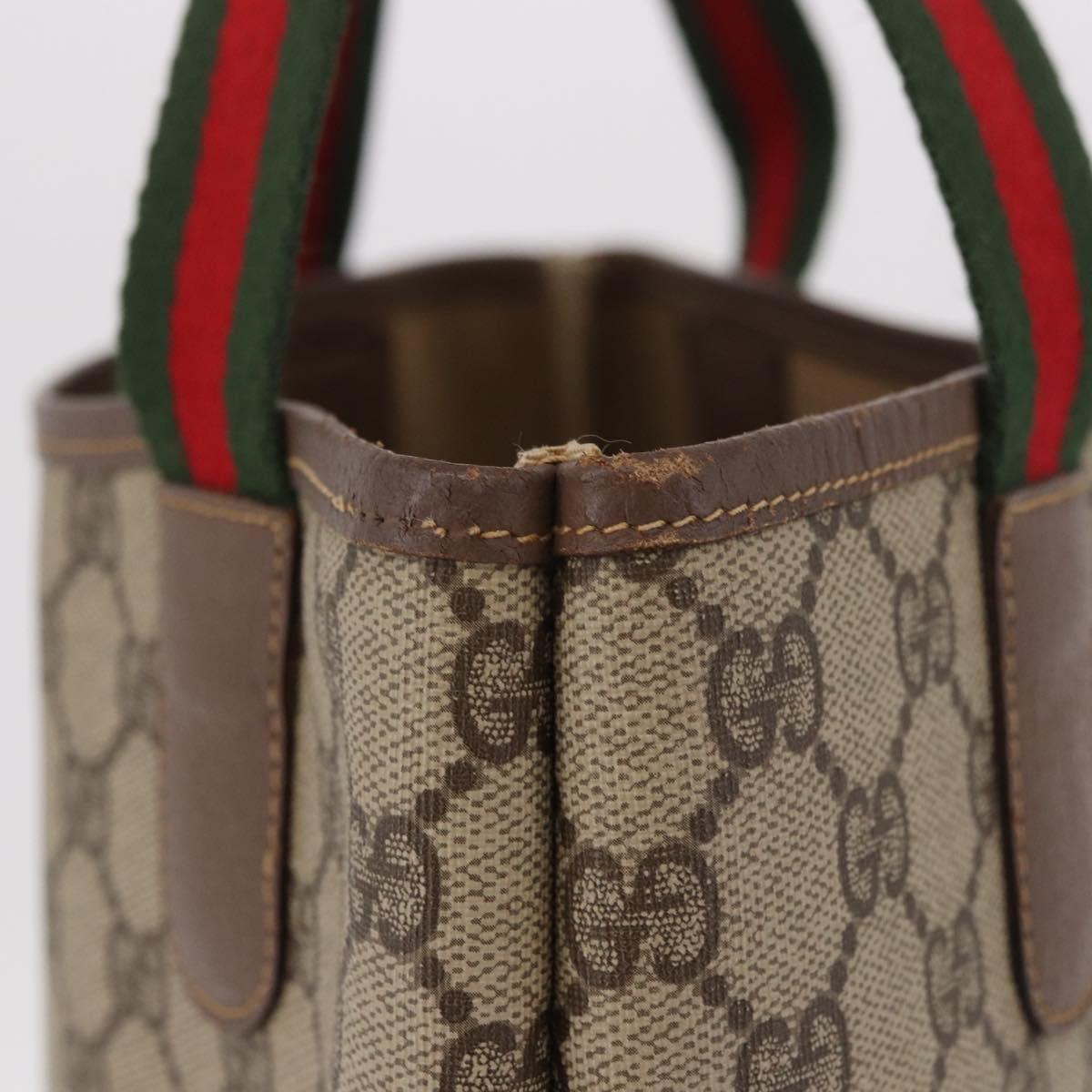 GUCCI GG Supreme Web Sherry Line Tote Bag PVC Beige Red 002 58 6487 Auth 187748
