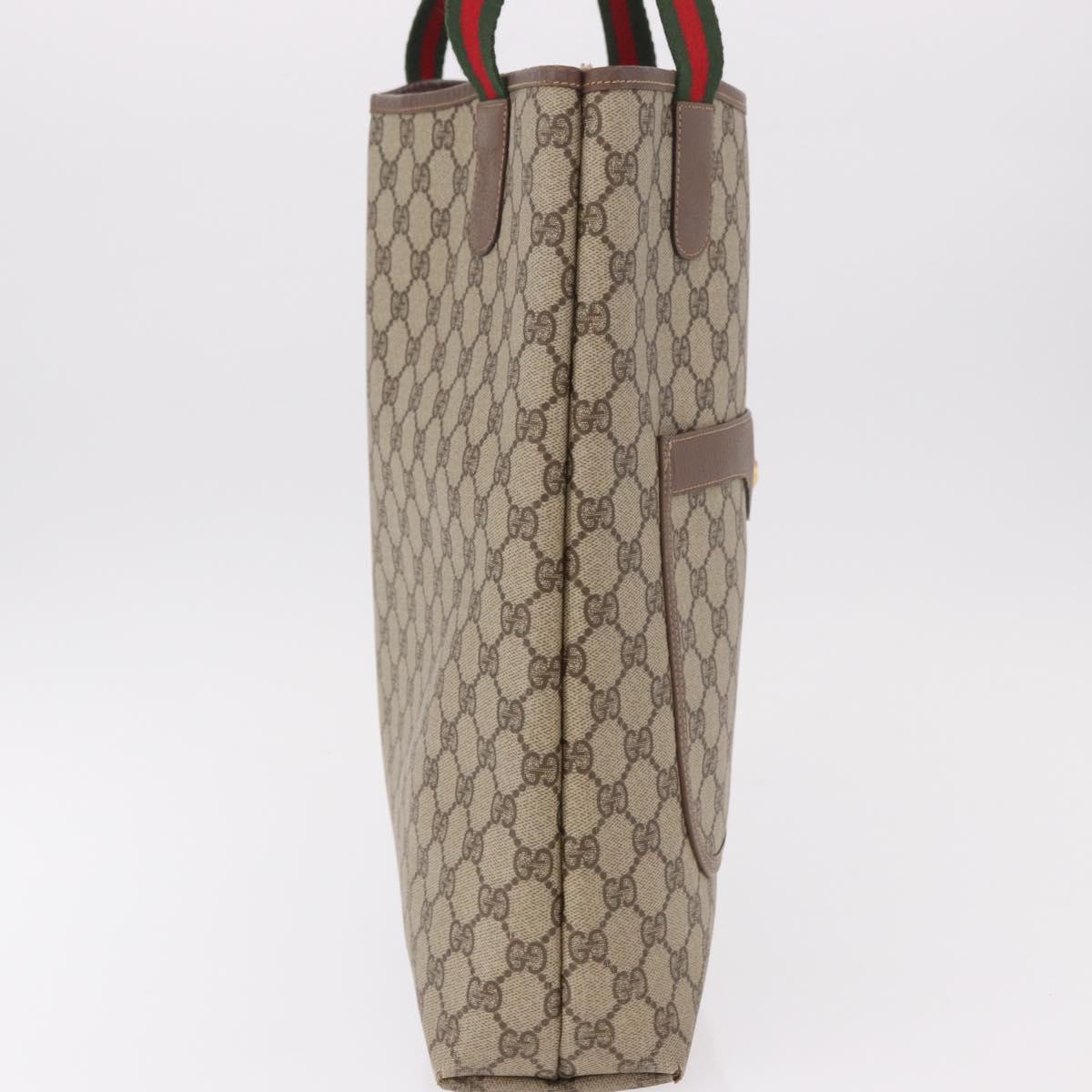 GUCCI GG Supreme Web Sherry Line Tote Bag PVC Beige Red 002 58 6487 Auth 187748