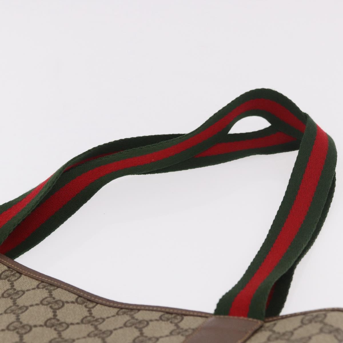 GUCCI GG Supreme Web Sherry Line Tote Bag PVC Beige Red 002 58 6487 Auth 187748
