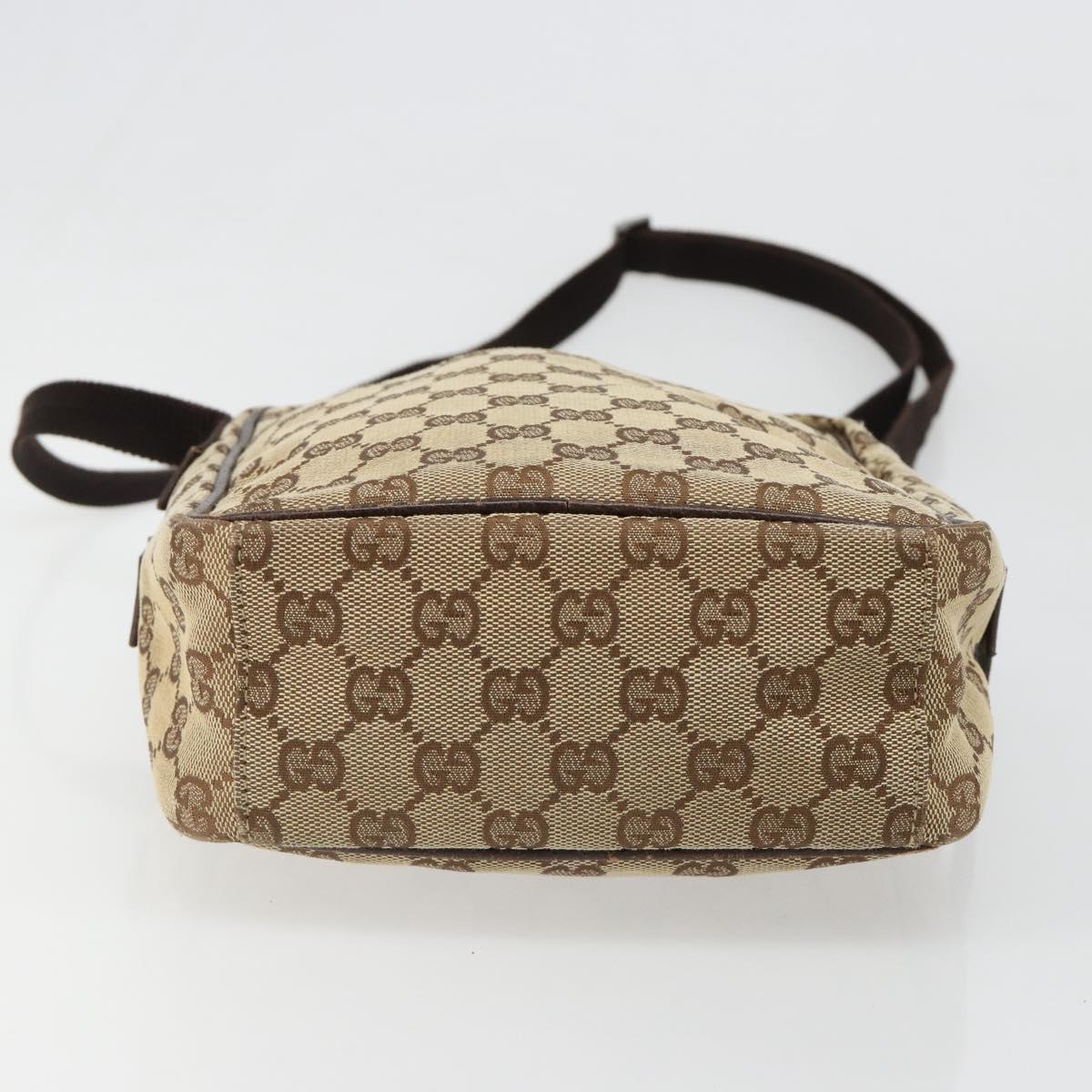 GUCCI GG Canvas Shoulder Bag Beige Silver 122759 Auth 187751