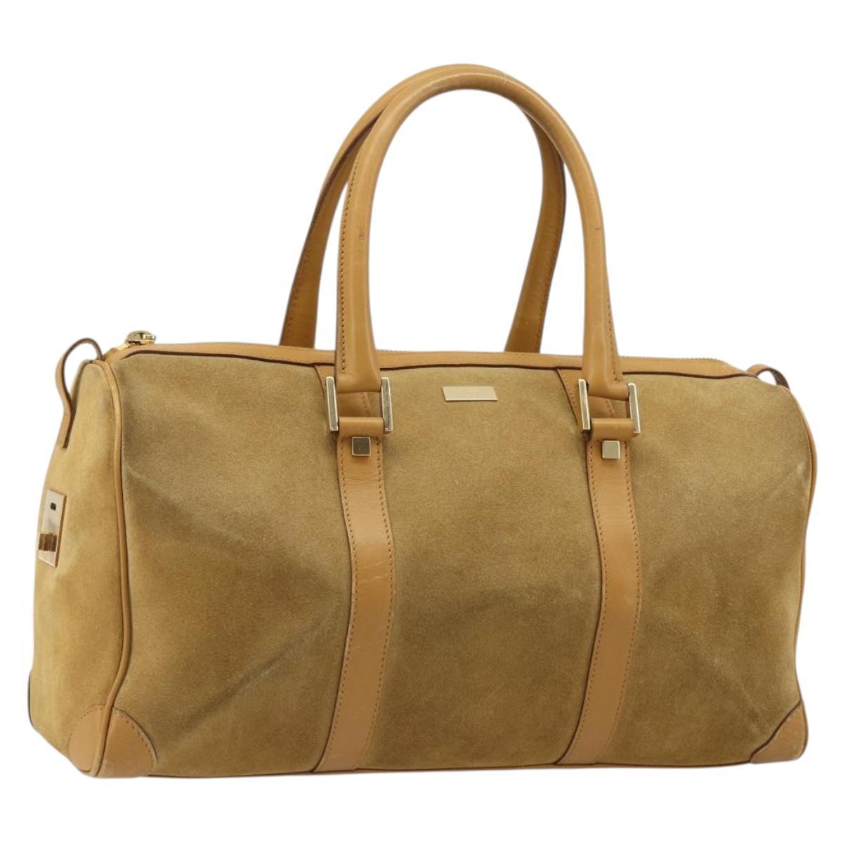 GUCCI Hand Bag Suede Beige Gold 000 0846 Auth 187752