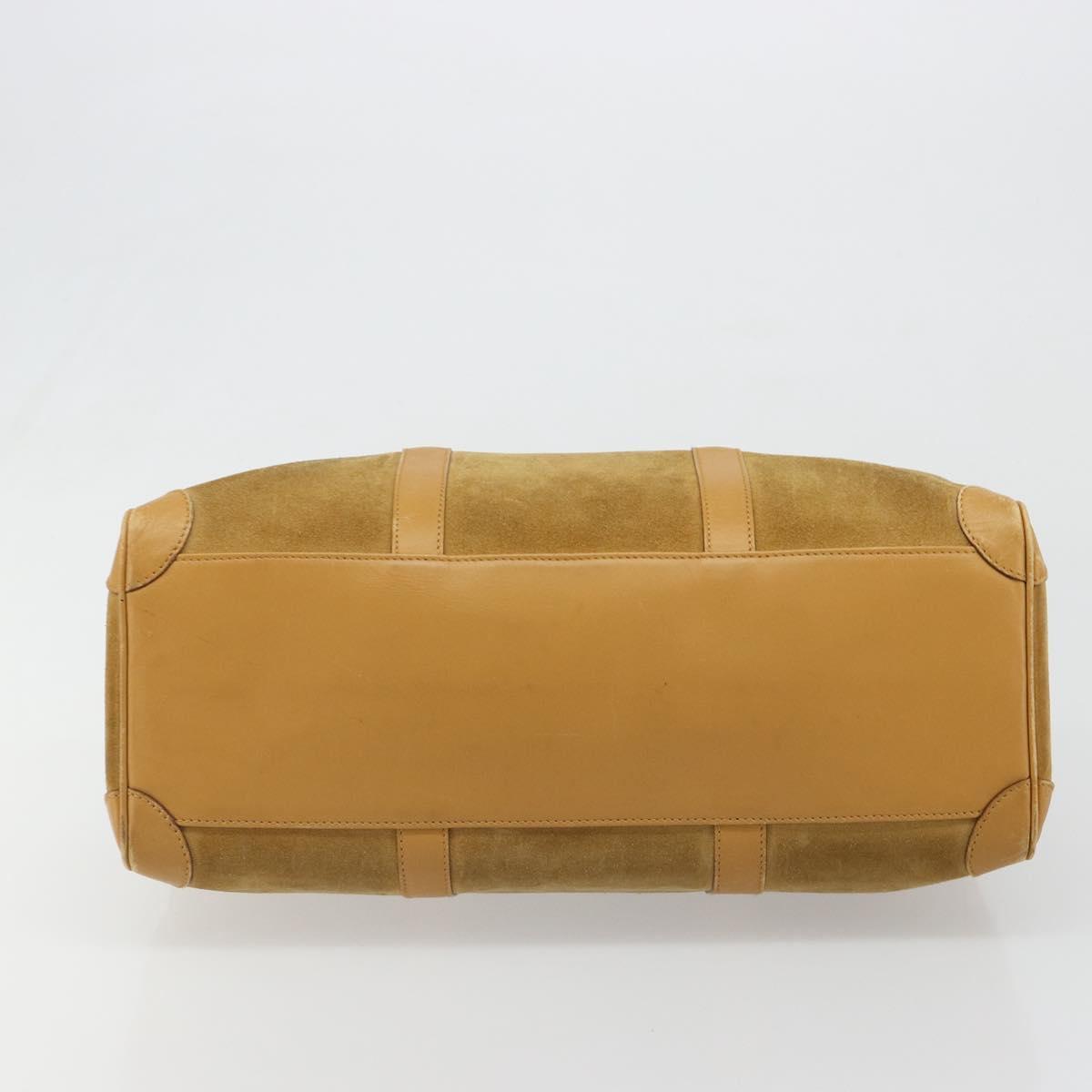 GUCCI Hand Bag Suede Beige Gold 000 0846 Auth 187752