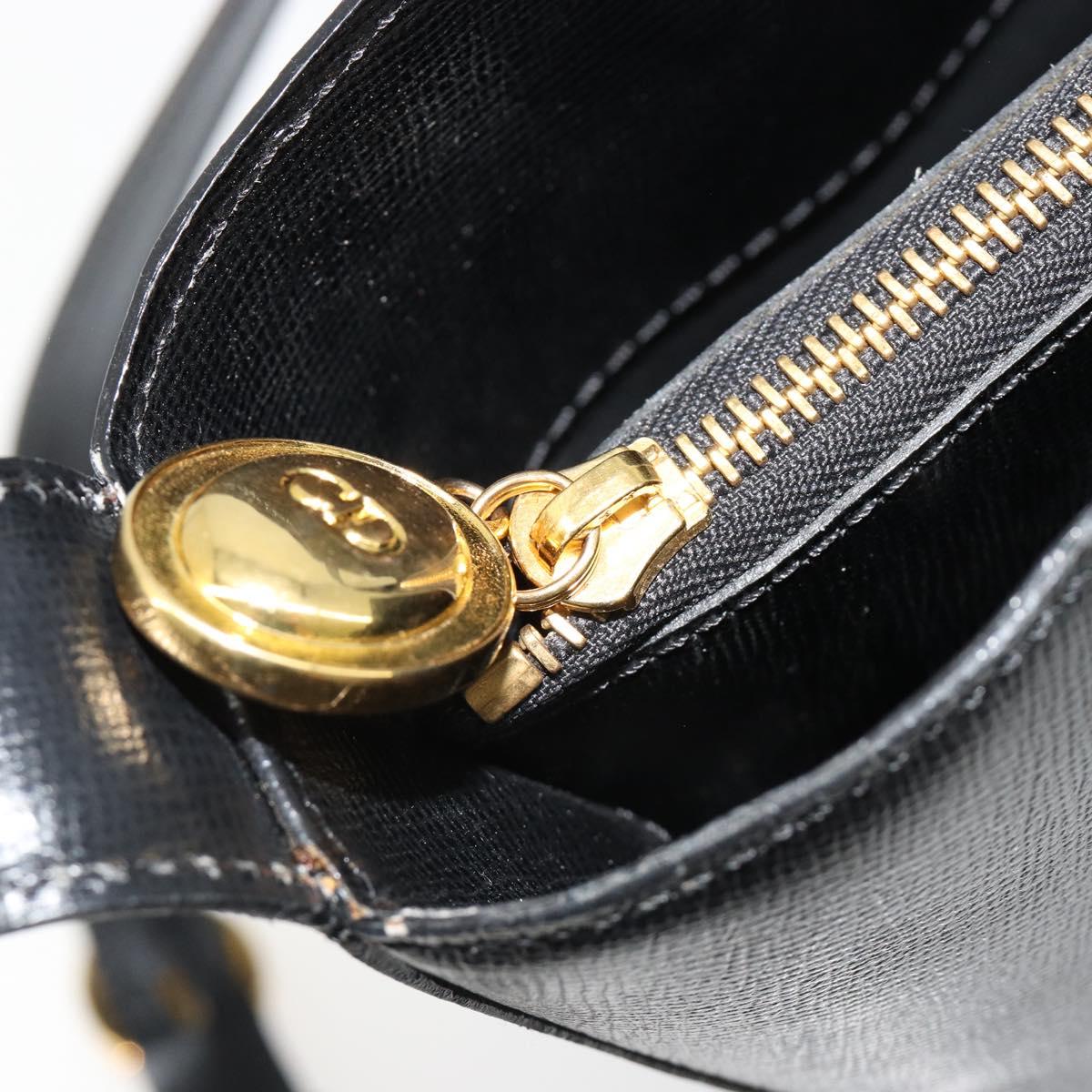 Christian Dior Shoulder Bag Leather Black Gold Auth 187754A