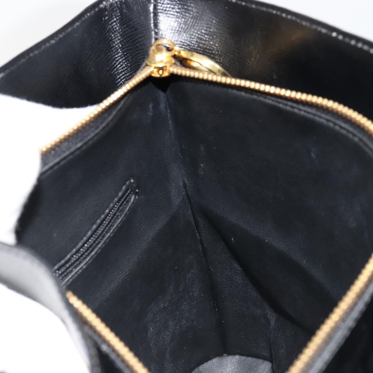 Christian Dior Shoulder Bag Leather Black Gold Auth 187754A
