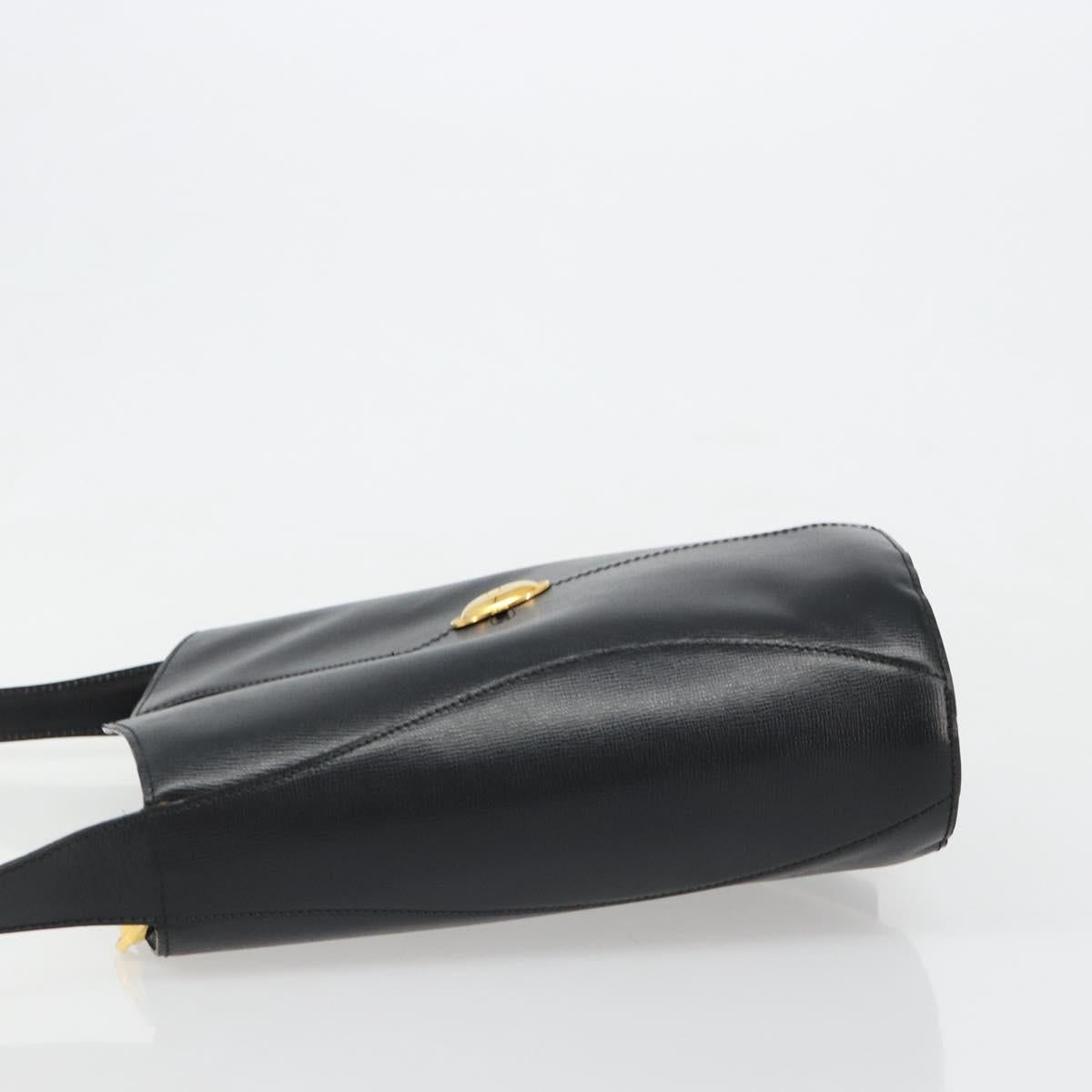 Christian Dior Shoulder Bag Leather Black Gold Auth 187754A