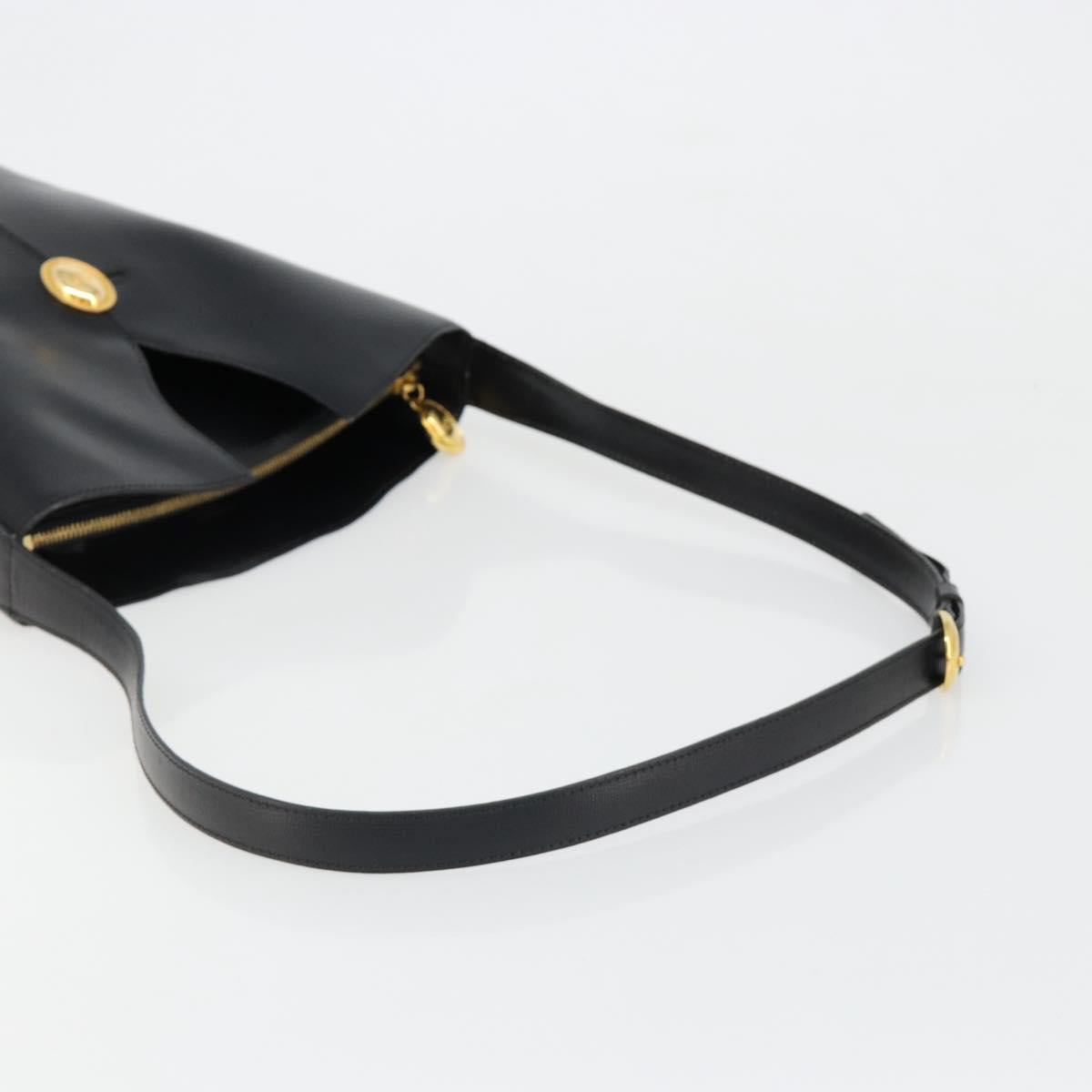 Christian Dior Shoulder Bag Leather Black Gold Auth 187754A