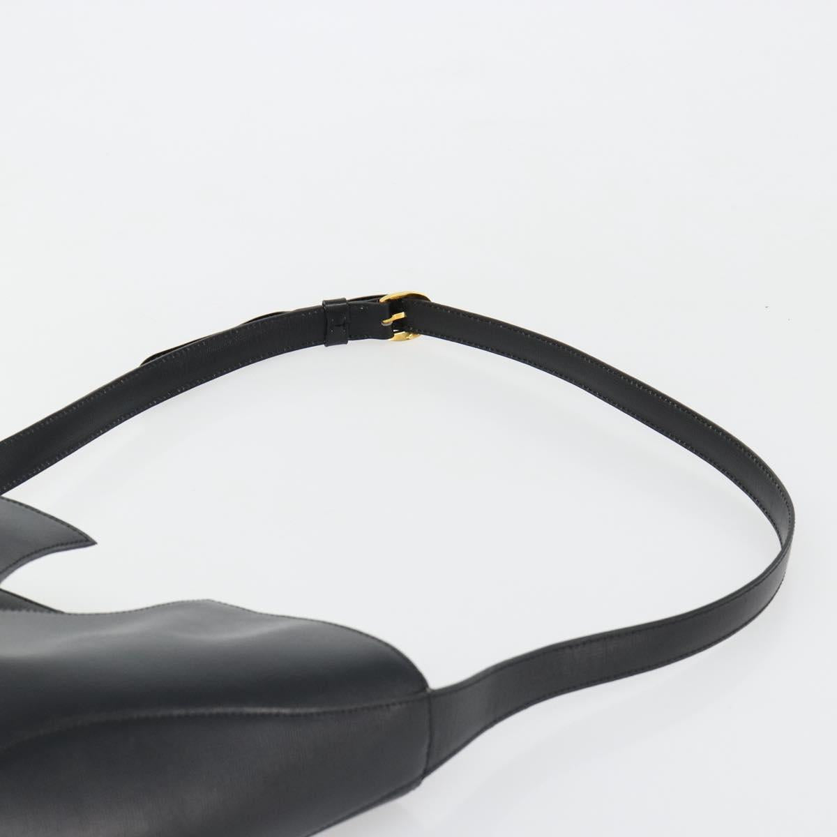 Christian Dior Shoulder Bag Leather Black Gold Auth 187754A